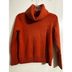 Carole Little Italian Merino Wool Sweater Sz L Cowl Neck Dark Orange Fall Winter